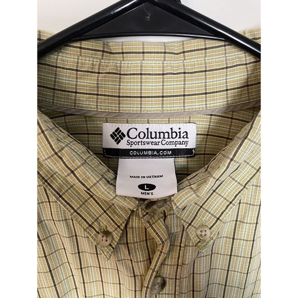 Columbia Sportswear Shirt Men’s Size L Button Down Plaid Short Sleeve Brown - Picture 3 of 5